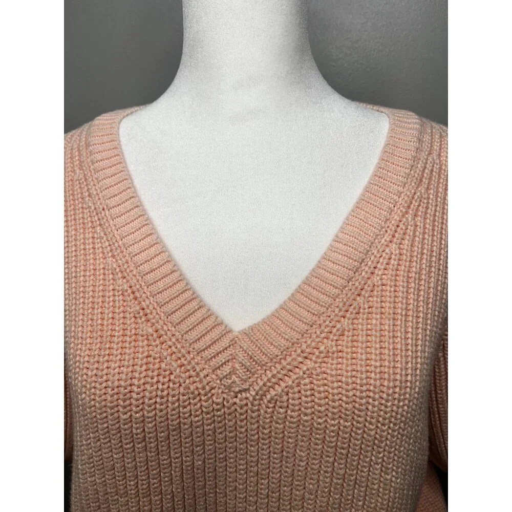 525 America V-Neck Puff Sleeve Knit Sweater Medium Womens Pink - Picture 9 of 17